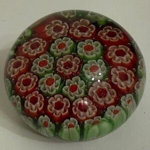 Vintage Murano Art Glass Millefiori Floral Paperweight 2.25" - Mint Condition